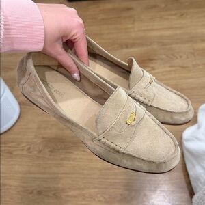 Veronica Beard Taupe Suede Loafers
